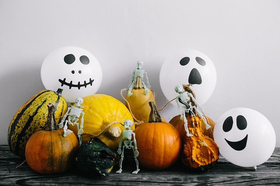 calabazas y halloween, verduras, otoño, calabazas, gracioso, halloween, fantasmas, abucheo, calabaza, comida