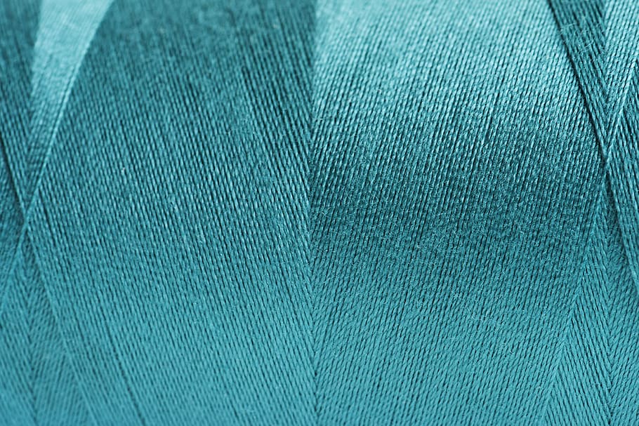 close-up, tekstur benang warna, spool, Biru, Pakaian, Bahan, Jahit, Tekstil, gelendong, warna