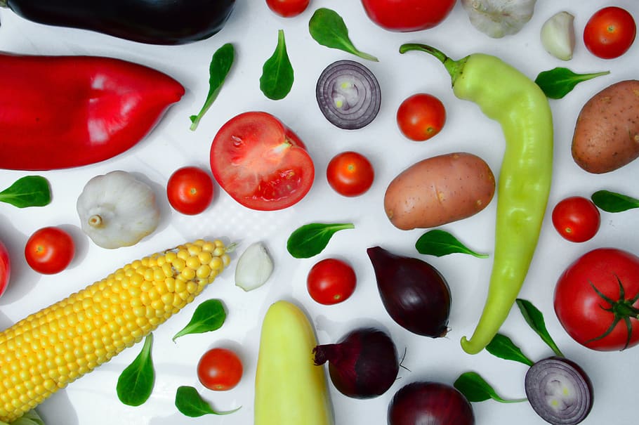vegetables, pepper, tomato onion gokhagyma, purple, vitamins, vegetarian, food, healthy, raw, green