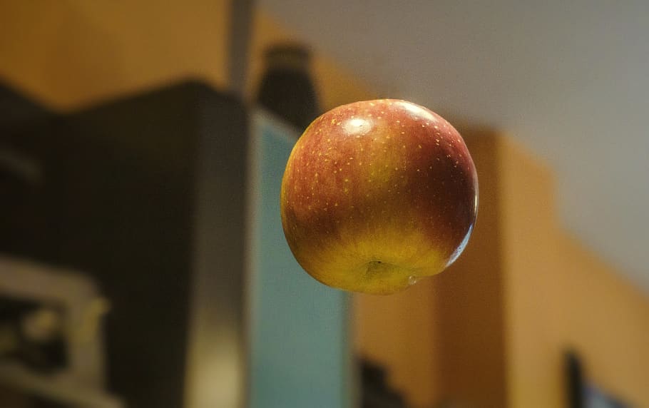 apple, levitation, floating, delicious, vitamins, healthy, red, mature, food, fruit