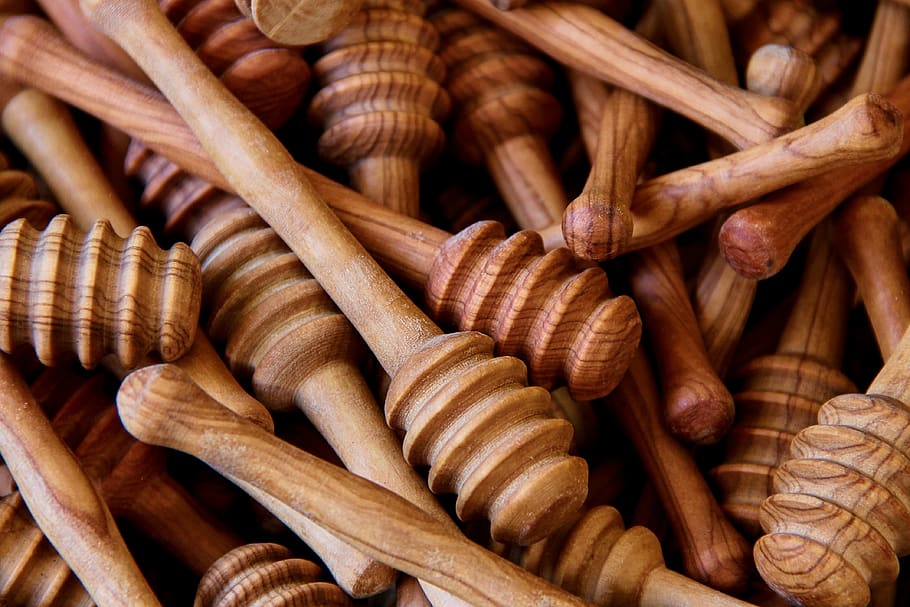 Honey Jack, Honey Dipper, madera, maderas, madera de olivo, aceitado, cuchara de madera, pequeños cubiertos de madera, cubiertos, cubiertos de cocina