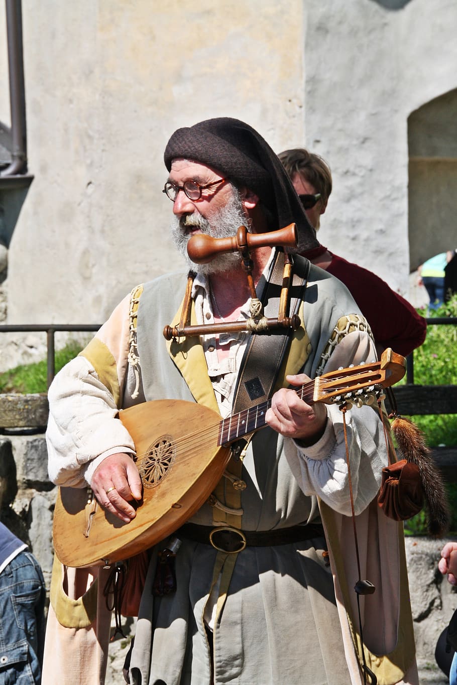 minne, minstrel, middle ages, costume, troubadour, musician, jester, customs, panel, fortress