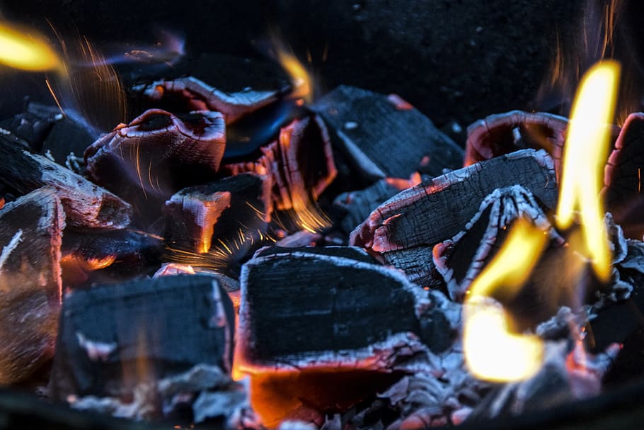 coal, fire, ash, heat, cube, smoldering, background, texture, black, burning