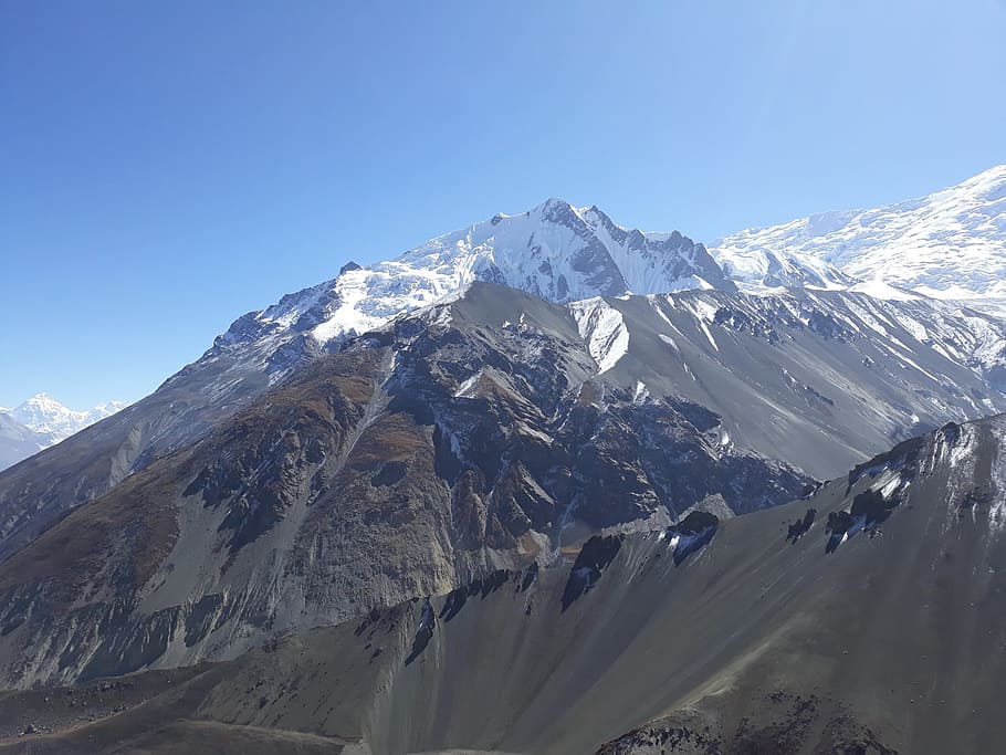 snowy, mountains, nepal., mountain, himalayas, nepal, snow, dramatic, peaks, steep