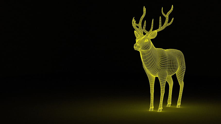 graphical, representation, 3-d, 3d, Animal, Deer, computer graphics, graphic, mesh, model