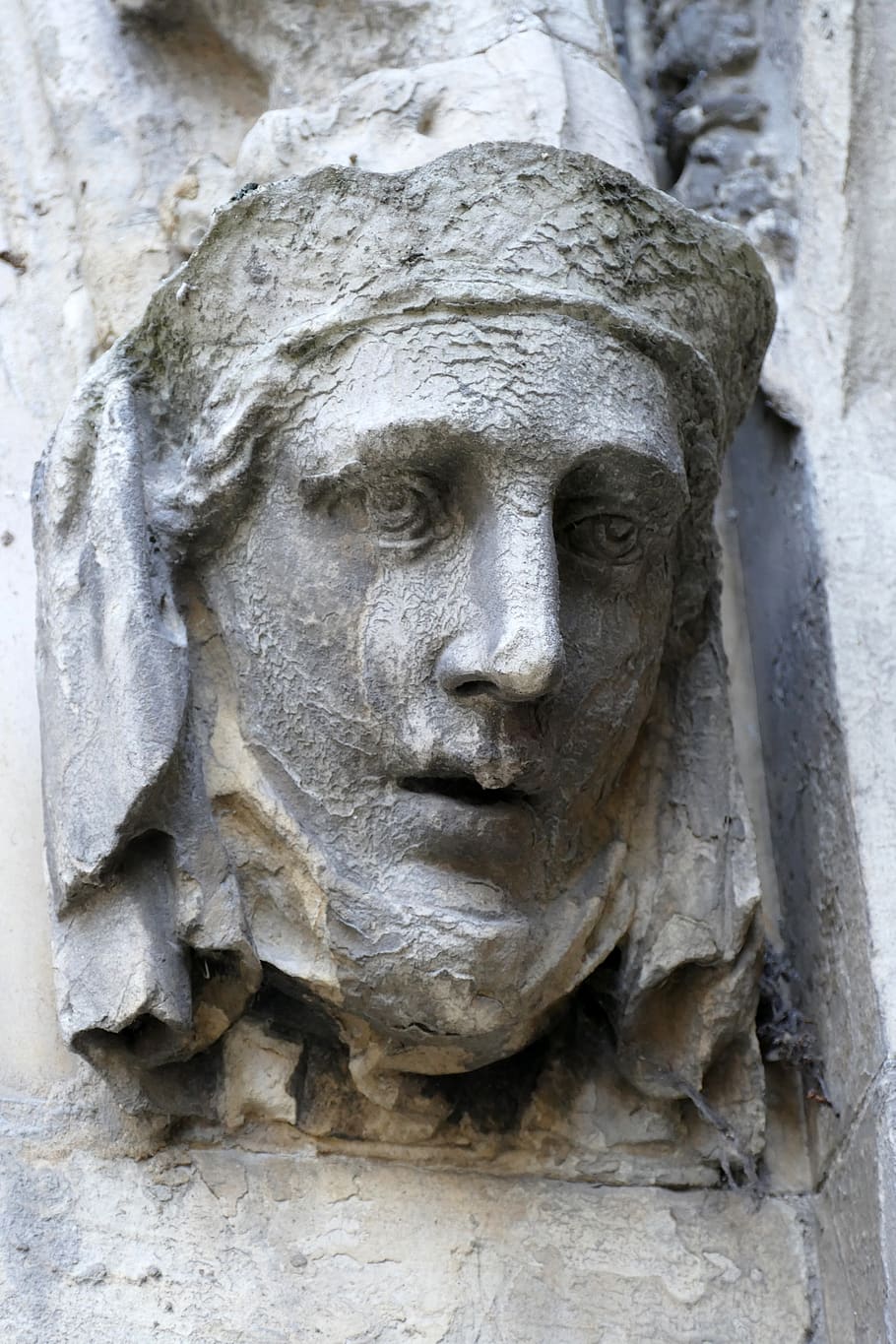 head, face, sculpture, stone, art, old, antique, history, church, religion