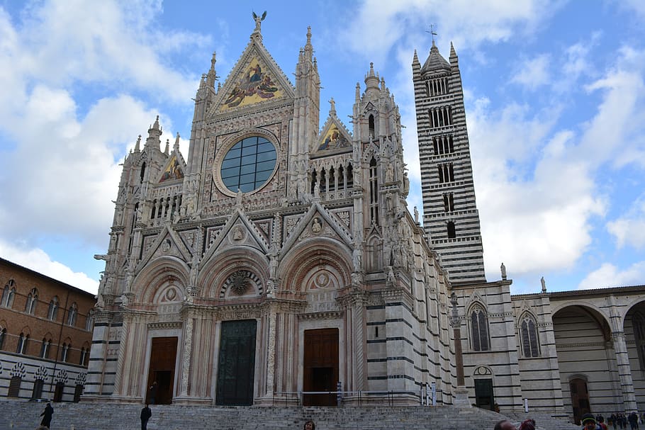 italy, siena, tuscany, architecture, church, built structure, building exterior, belief, place of worship, sky