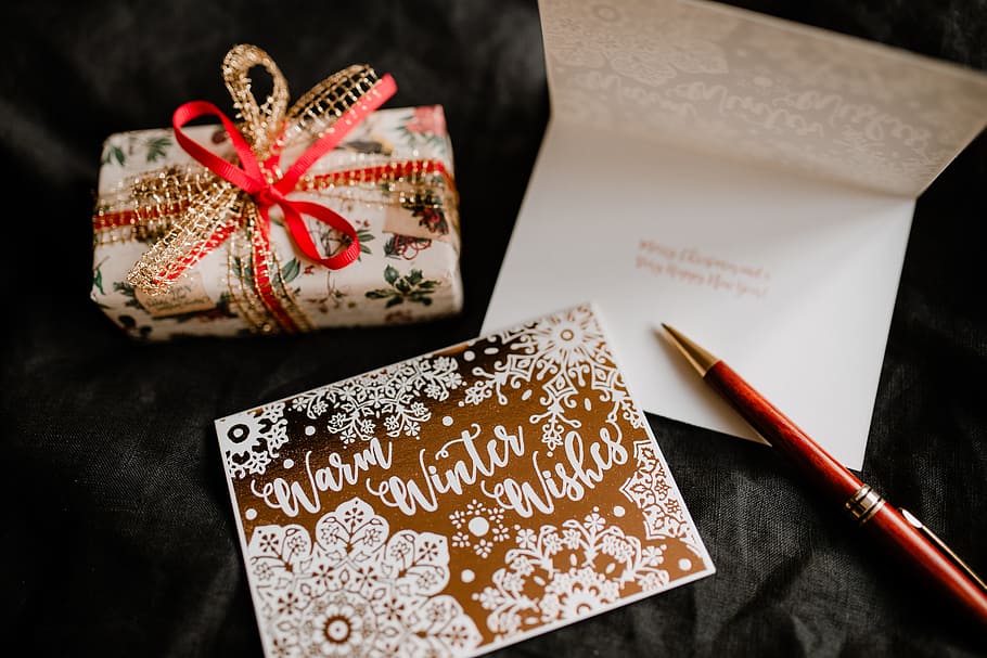 cartão de desejos de natal, natal, cartão, desejos, desejando cartão, cartão de felicitações, saudação, caneta, inverno, dezembro
