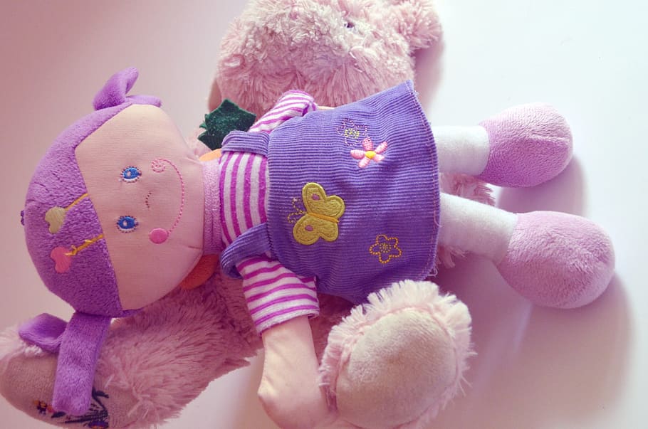 doll, kids, play, toys, toy, childhood, teddy bear, stuffed toy, representation, human representation