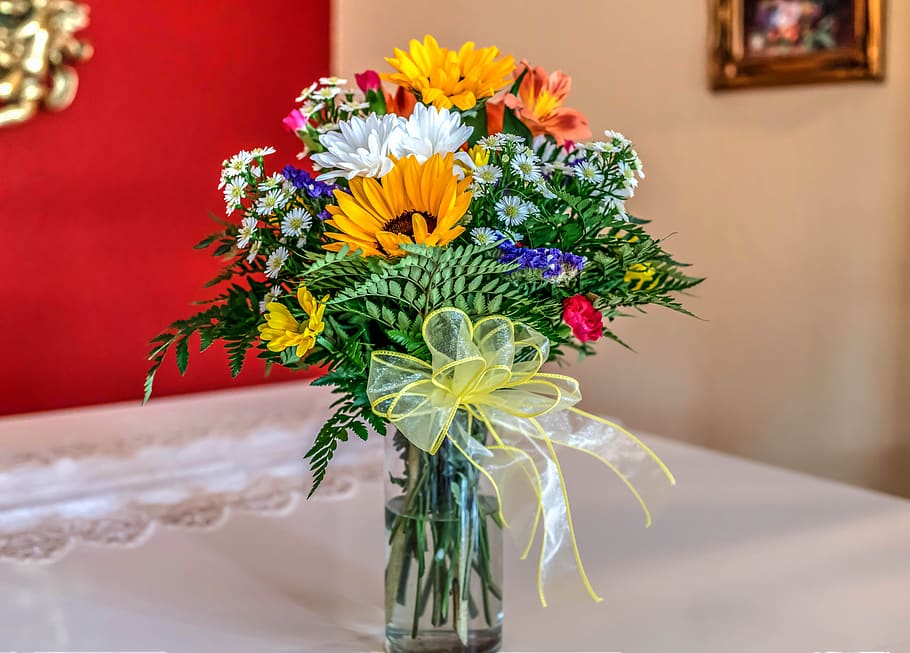 flower bouquet, flower arrangement, vase, colorful, blossom, florist, color, floral, bloom, bouquet