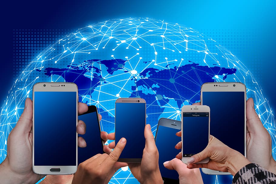 sistem, web, berita, telepon pintar, tangan, jaringan, koneksi, terhubung, satu sama lain, bersama