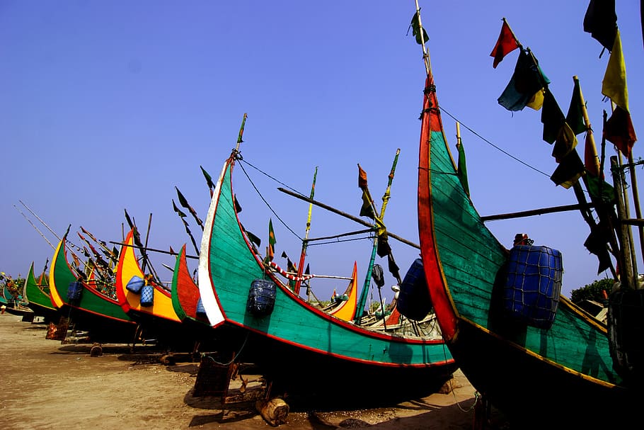 bangladesh, fisherman, boat, nautical vessel, sky, mode of transportation, transportation, nature, clear sky, water