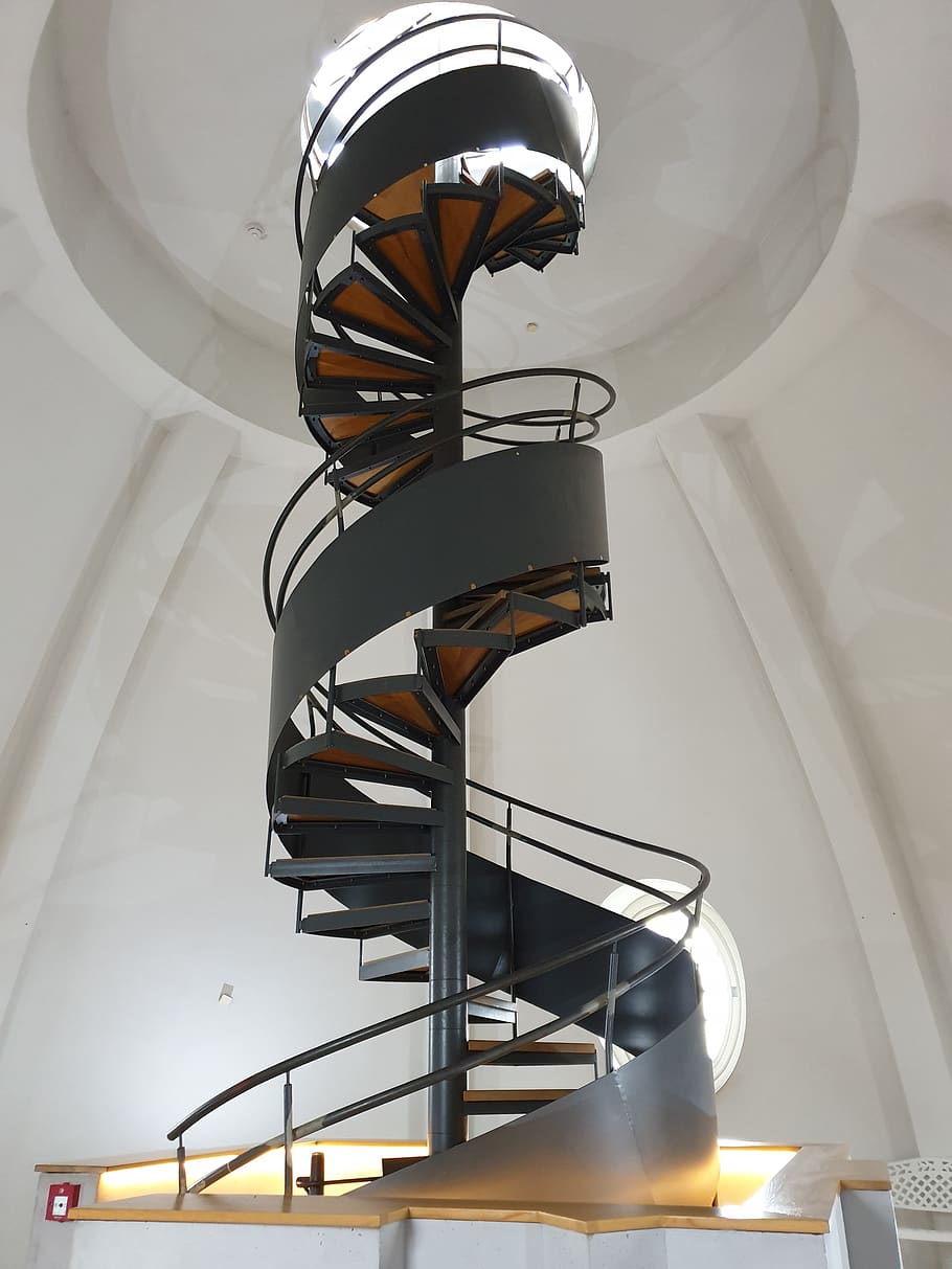 spiral staircase, tower, castle, architecture, emergence, indoors, staircase, steps and staircases, low angle view, spiral