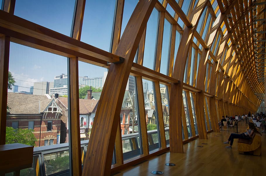 art gallery of ontario, toronto, museum, architecture, architectural wood, city, perspective, built structure, indoors, window