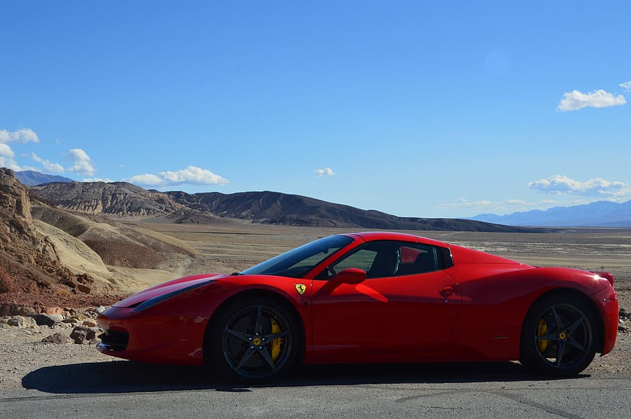Ferrari, Death Valley, coche, desierto, naturaleza, vehículo, viaje, paisaje, aventura, transporte