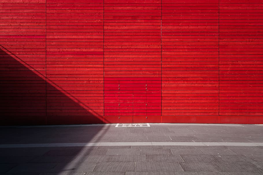 rojo, pared, hormigón, ciudad, urbano, estructura construida, día, pared - característica de construcción, arquitectura, patrón