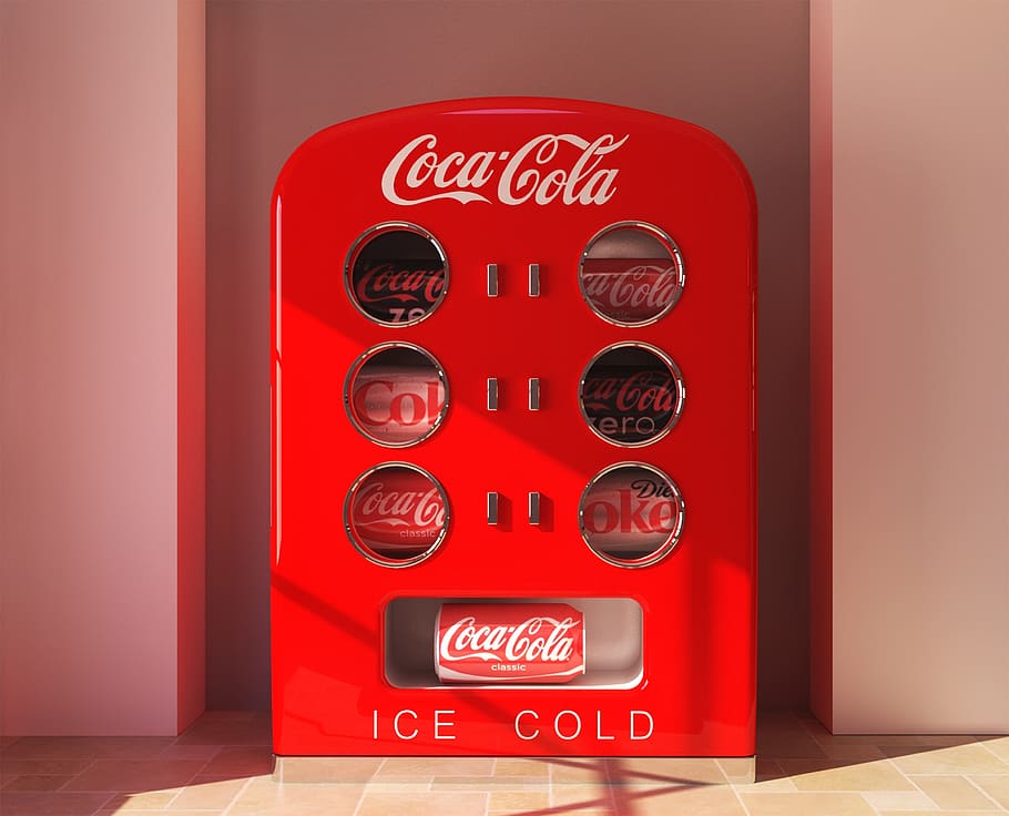 geladeira, vermelho, refrigerante, bebida, coca-cola, frio, texto, tecnologia, comunicação, controle