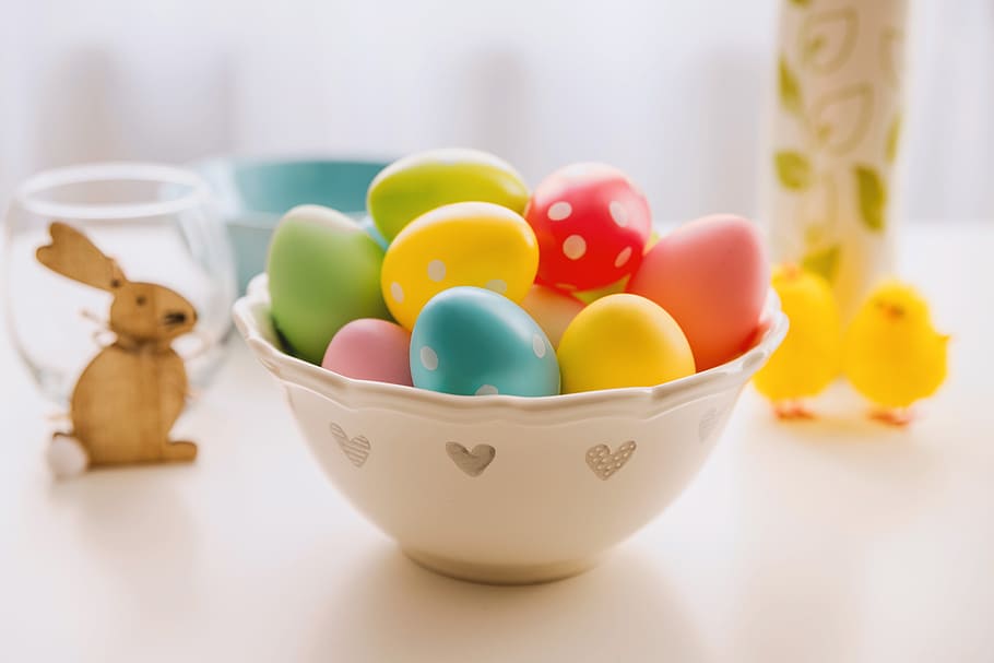 happy, easter!, bowl, full, easter, eggs., food, multi colored, food and drink, egg