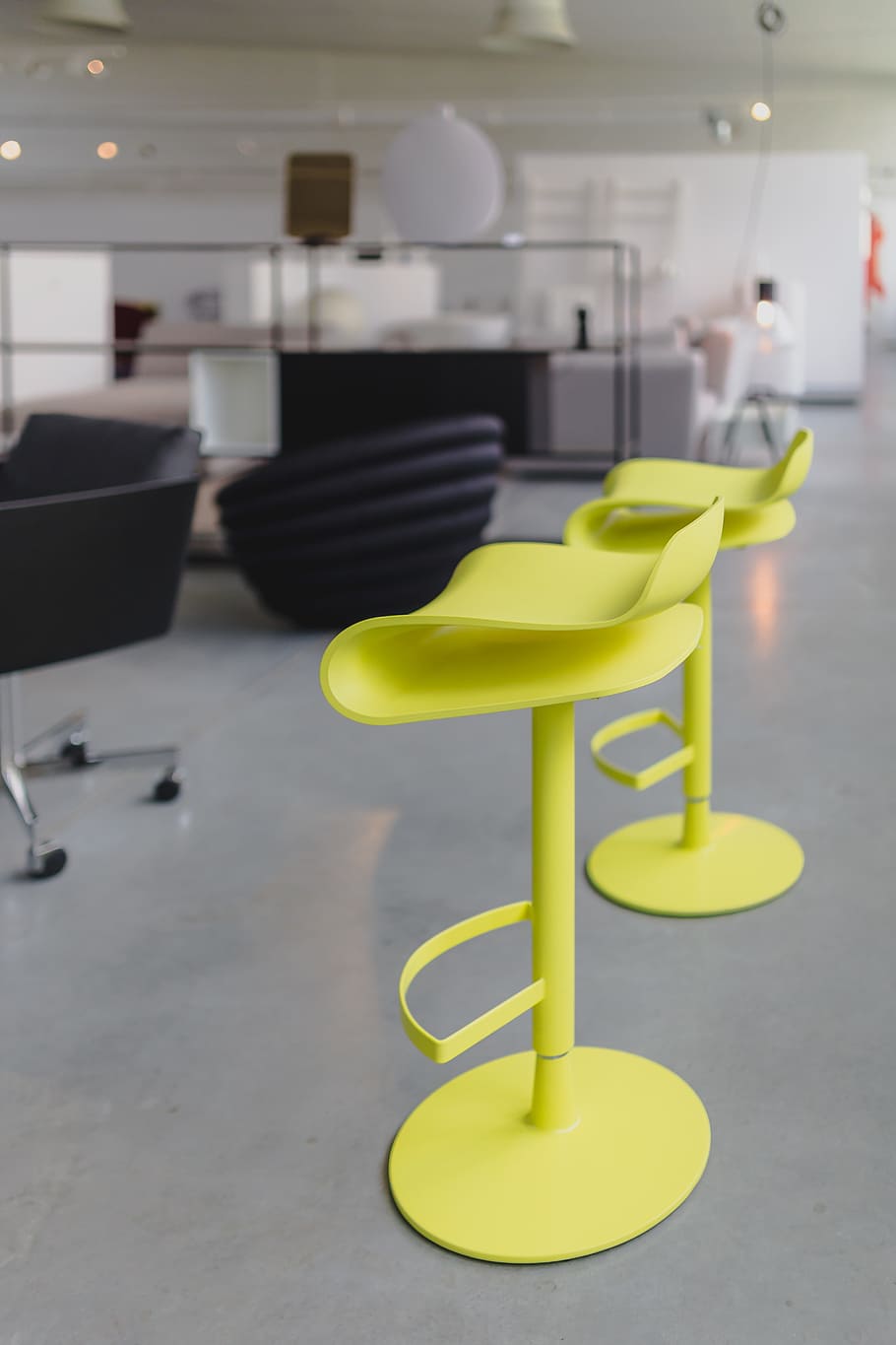 alto, amarillo, taburete de bar, -, moderno, silla de bar de diseño, muebles, silla, contemporáneo, lujo