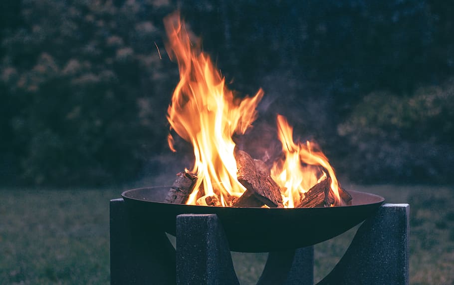 A warm fire in a fire pit
