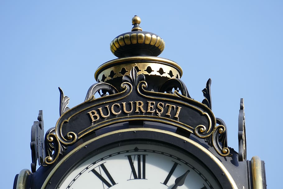 bucharest, romania, capital, historically, clock, time, architecture, sky, building exterior, clear sky