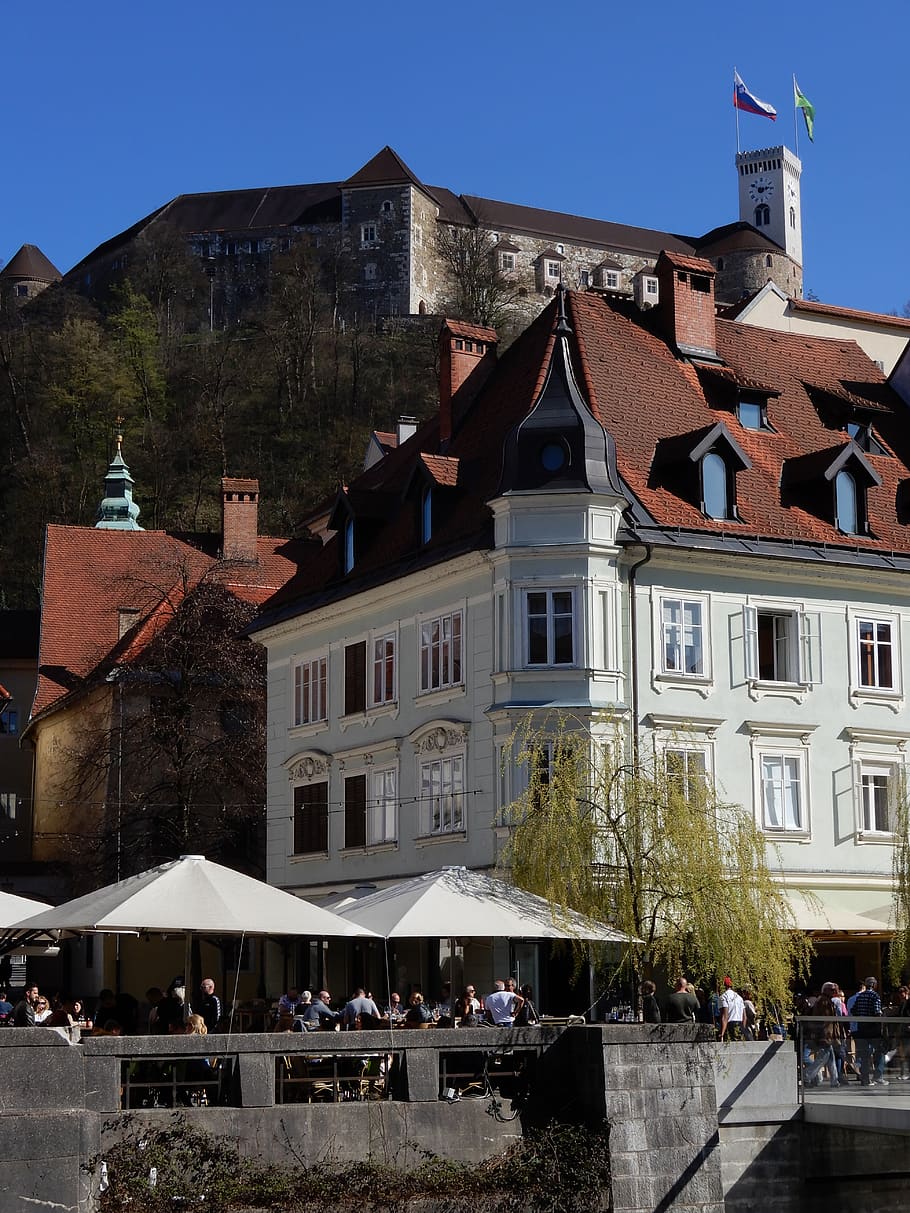 slovenia, ljubljana, castle, the old town, building exterior, architecture, built structure, building, sky, city