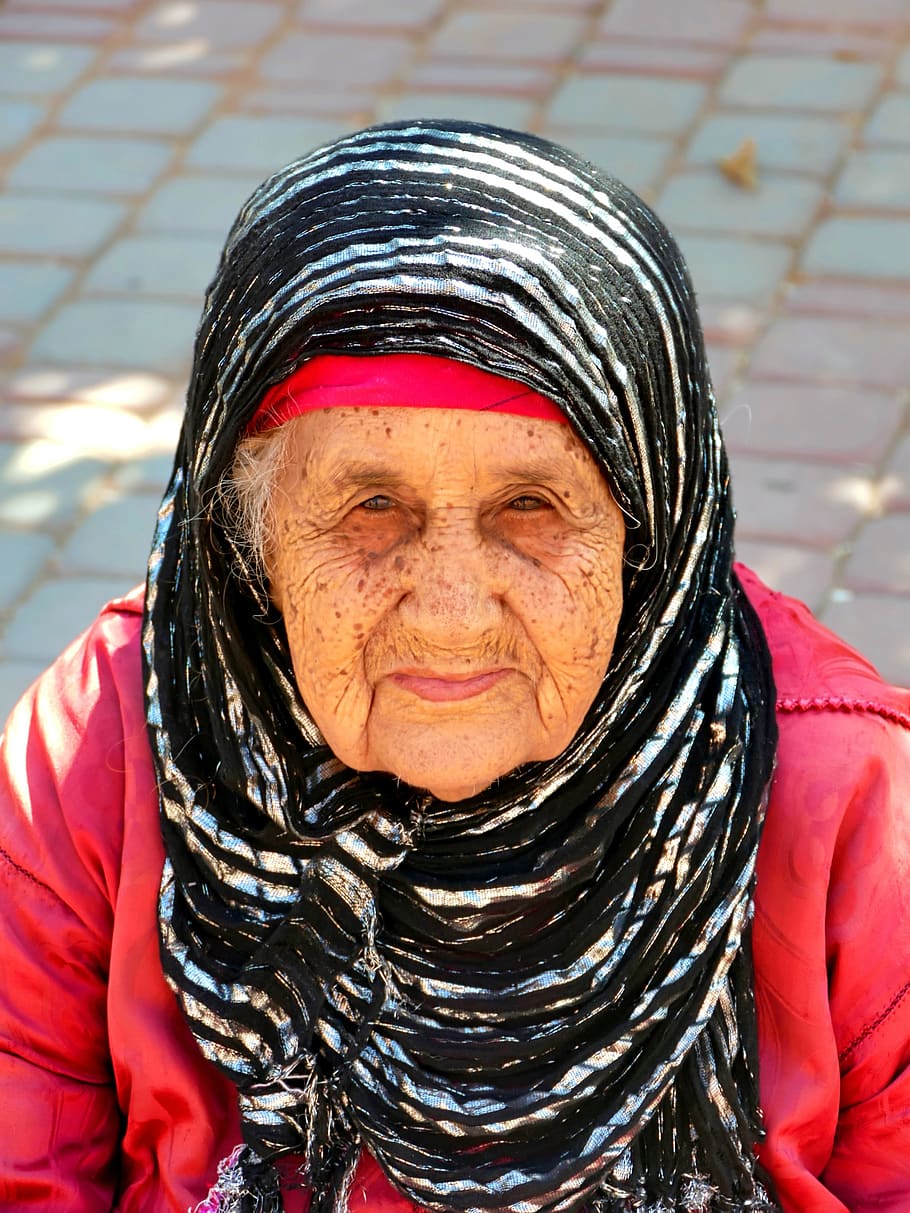 Marruecos, mayor, anciano, mujer, viaje, belleza, arrugas, personas reales, una persona, retrato