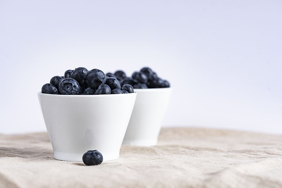 blueberry, buah-buahan, makanan, sehat, mangkuk, putih, makanan dan minuman, buah berry, makanan sehat, buah