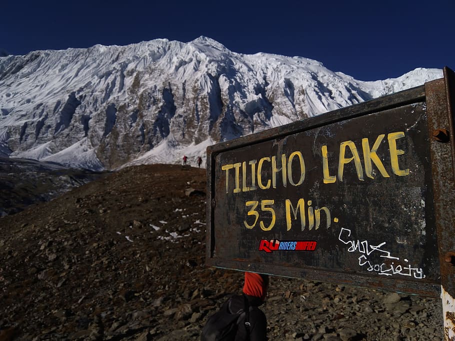 sign, tilicho lake, nepal, nature, himalayas, mountain, snow, fresh, beautiful, himal