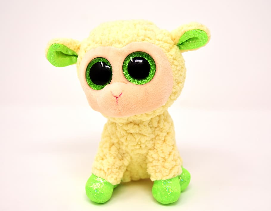 sheep, soft toy, glitter eyes, teddy bear, animal world, cute, funny, fur, toys, stuffed animal