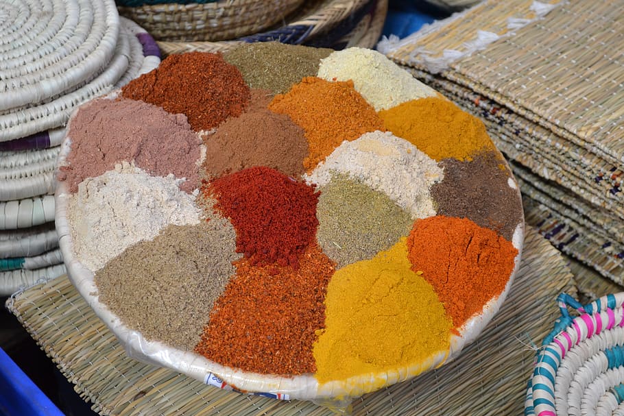 spices, color, kitchen, colorful, food, market, powder, multi colored, variation, choice