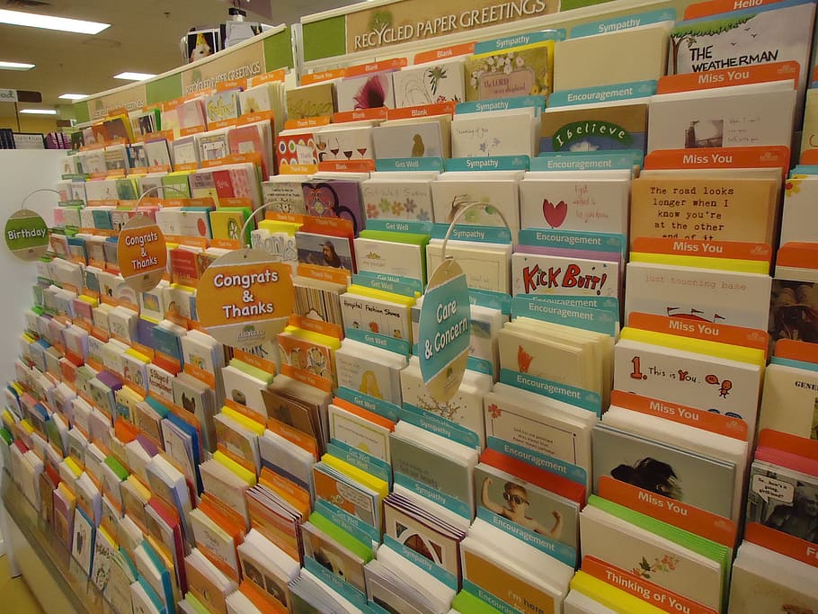 greeting, cards, store, shop, stationery, birthday, display, shelf, shelves, rack