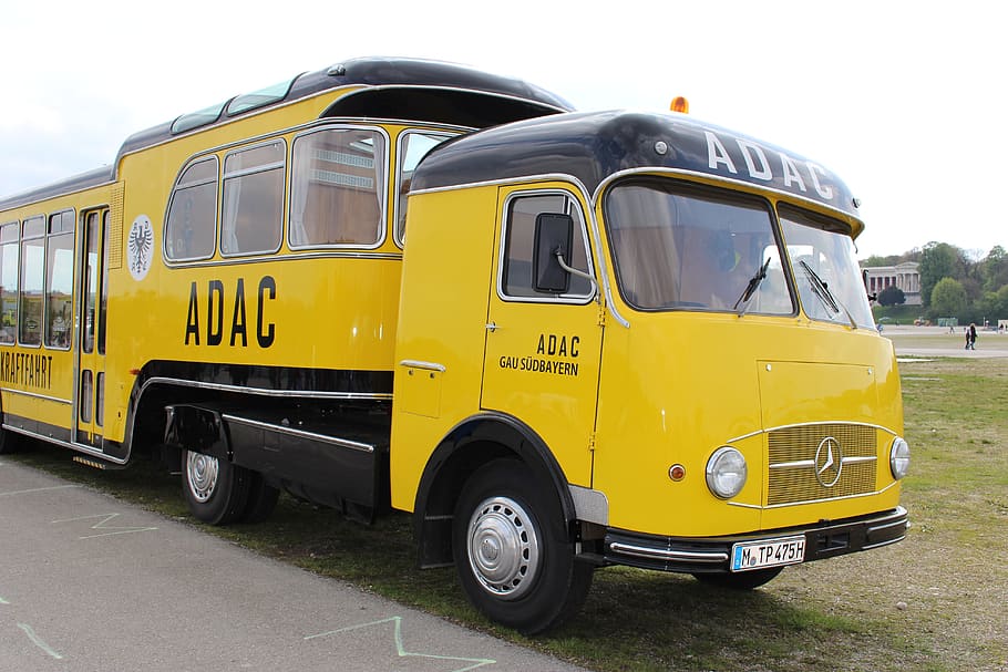 adac, automobile club, oldtimer, district, southern bavaria, supervisor, drivers, truck, transportation, mode of transportation