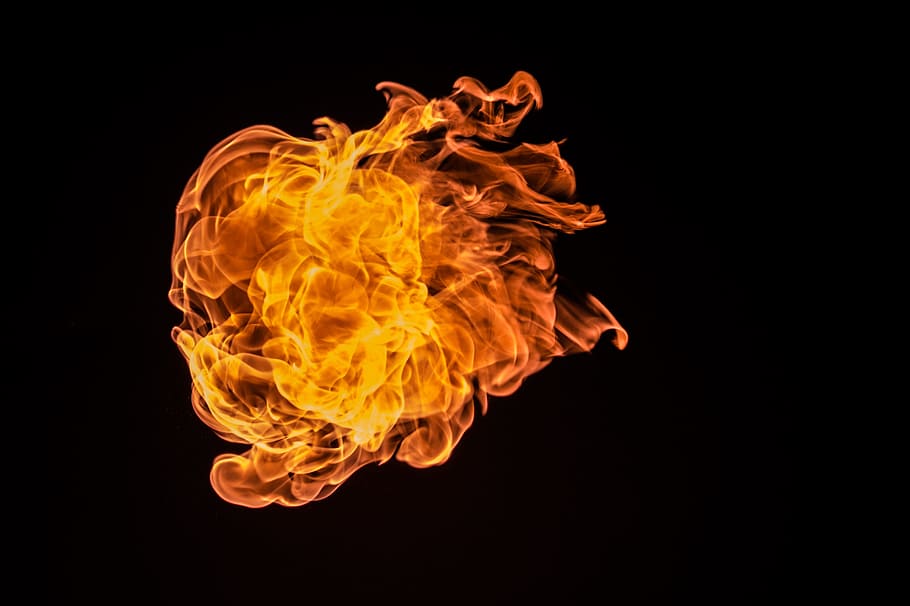 flame, fire, burn, burning, hot, fuel, black background, fire - natural phenomenon, heat - temperature, motion