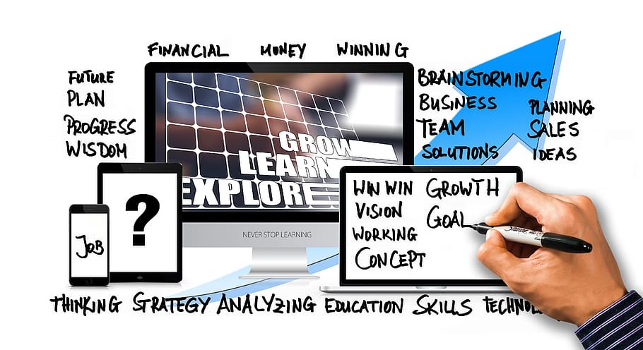 business, concepts, hand, write, presentation, monitor, concept, idea, strategy, company