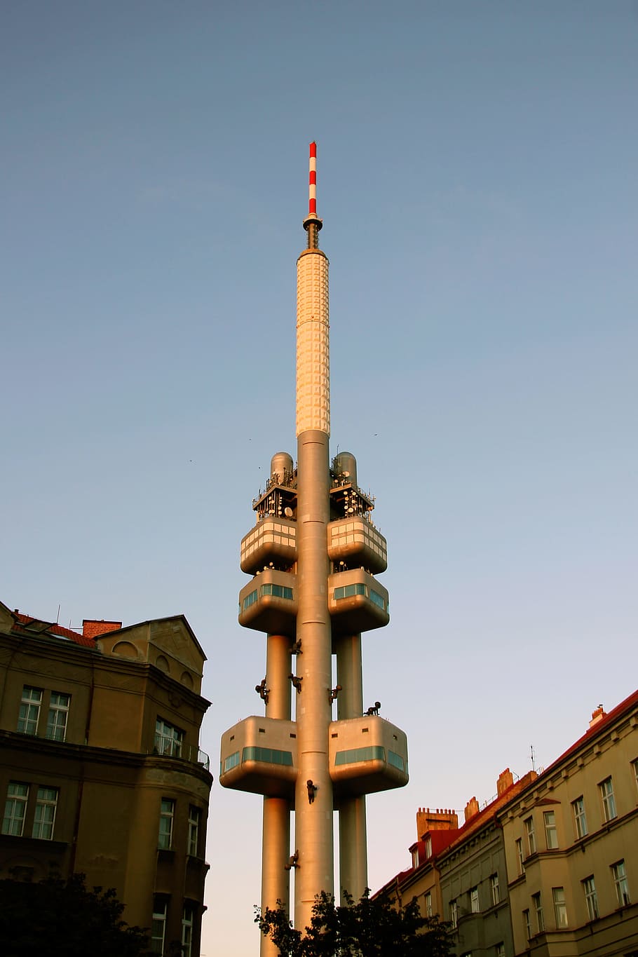 torre, zizkov, rede, perspectiva, frequência, transmissão, praga, vermelho, engenharia, central