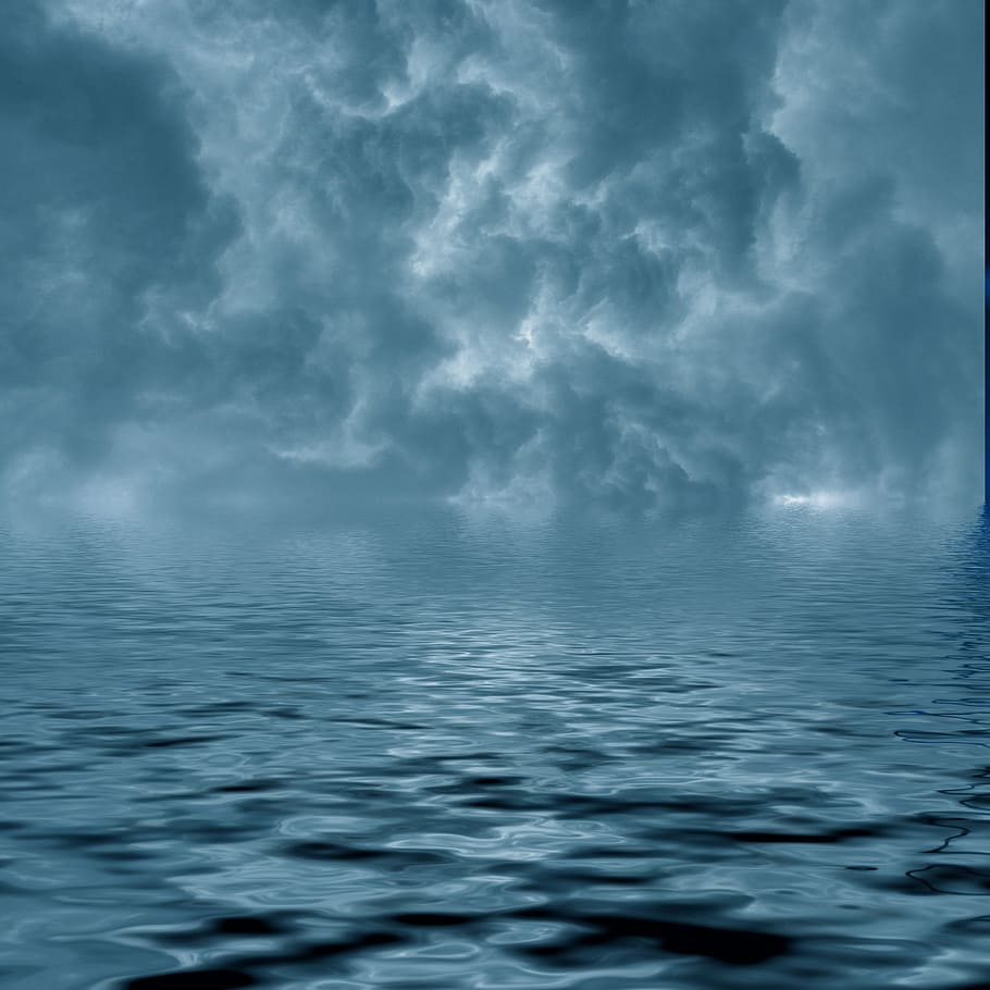 backdrop, storm, water, clouds, background, reflection, sky, lake, sea, horizon