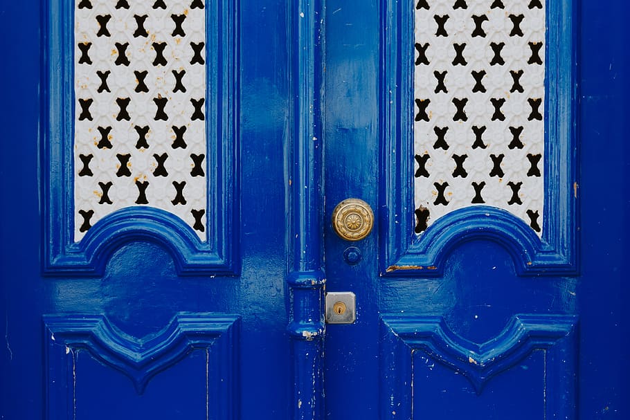 warna-warni, kayu, pintu, fasad, khas, rumah portugis, lisbon, portugal, arsitektur, kota