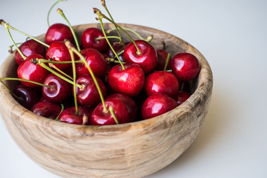 food and drink, healthy eating, food, red, freshness, fruit, wellbeing, bowl, basket, cherry