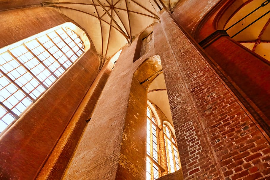 gótico, ladrillo, iglesia, arquitectura, ventana, luz, imponente, capilla, edad media, religión