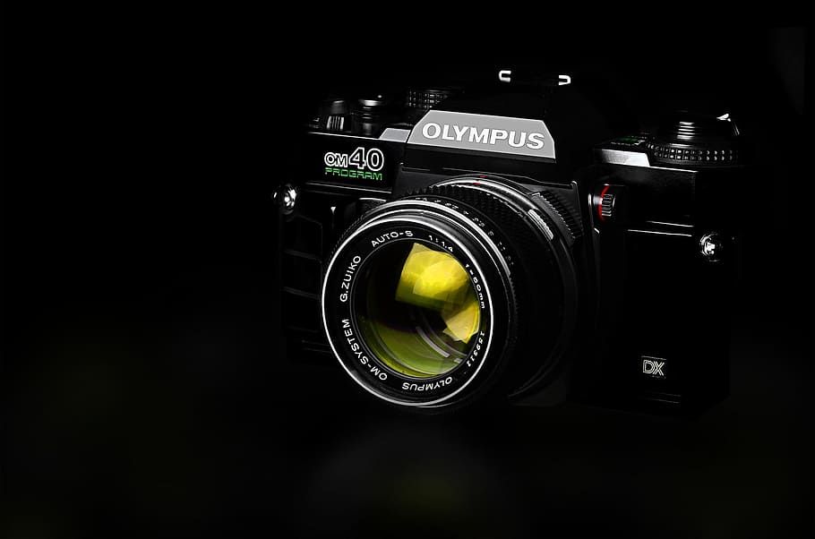 olympus, lens, black, camera, photography, technology, indoors, studio shot, lens - optical instrument, black background