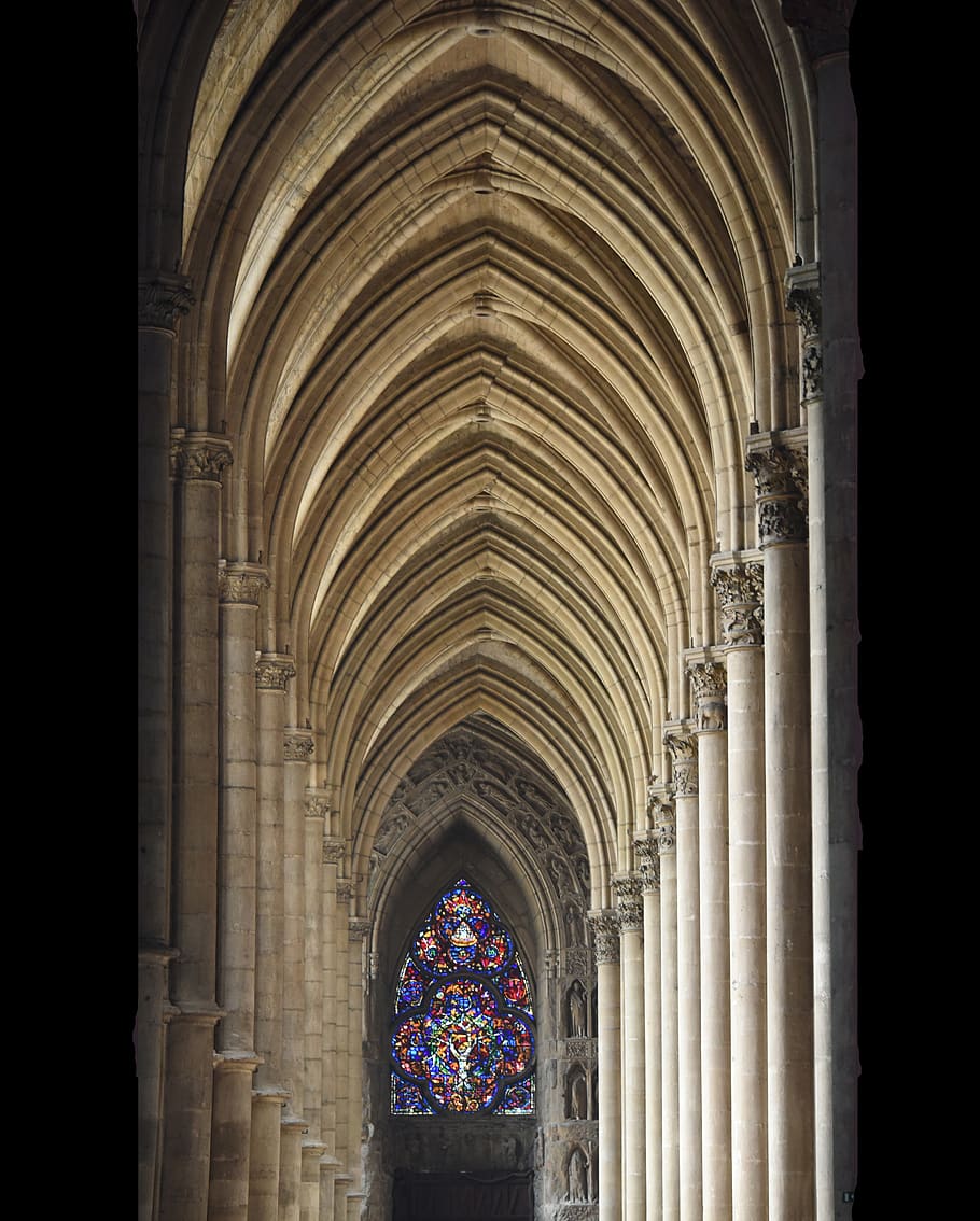 reims, cathedral, vaults, gothic, interior, religion, architecture, church, arches, chapel
