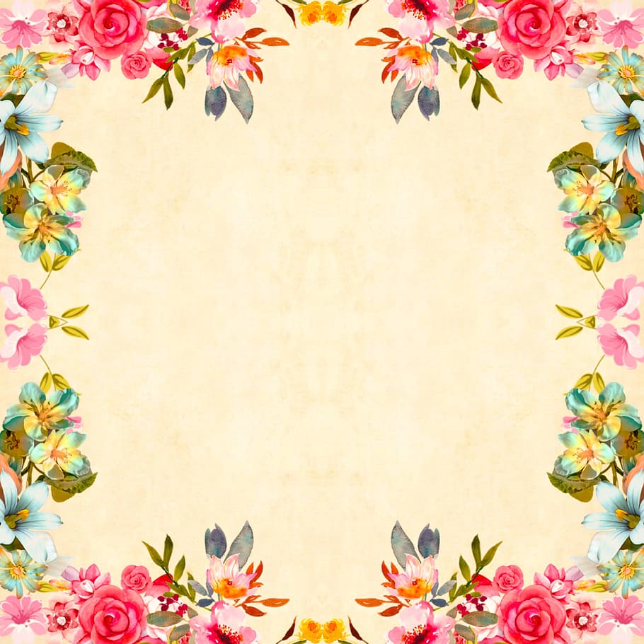 frame, flower, background, floral, vintage, roses, bouquet, cluster, leaf, decoration