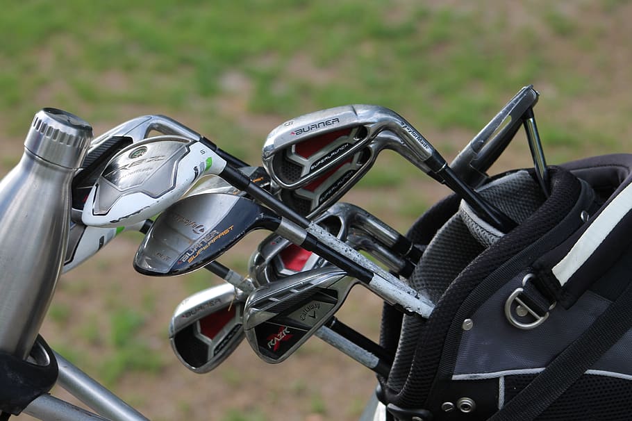 golf, golf clubs, sport, focus on foreground, day, metal, close-up, land vehicle, mode of transportation, transportation