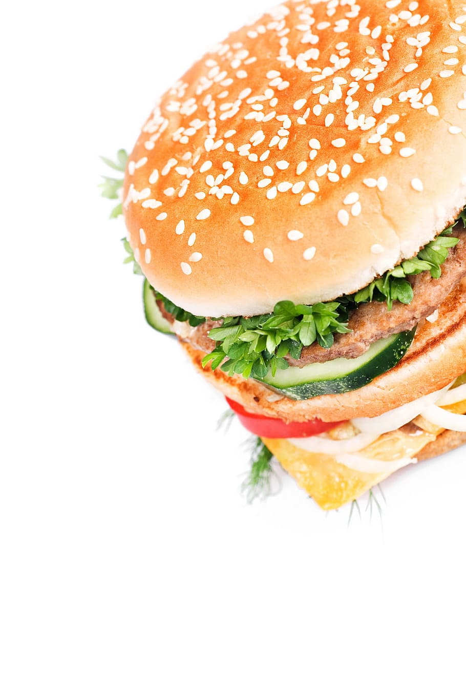 hamburger, burger, food, fast, s, meal, dinner, sandwich, closeup, isolated