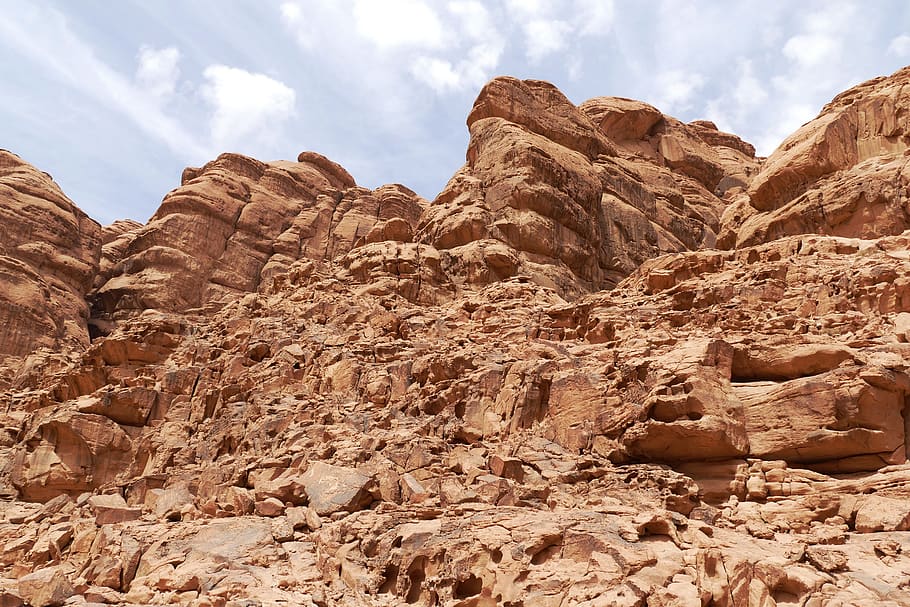 Jordânia, deserto, pedra da areia, areia, paisagem, montanha, rocha, formação rochosa, objeto rochoso, nuvem - céu