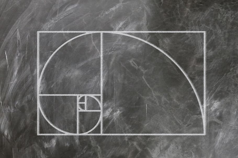 fibonacci, spiral, science, board, school, teaching, matrix, teach, chalk, golden