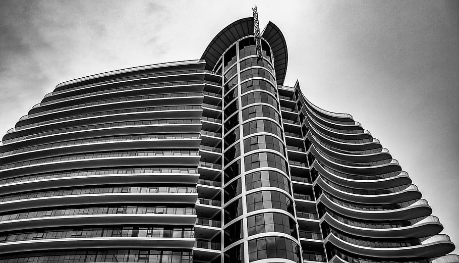 building, high rise, black and white, city, architecture, skyscraper, modern, urban, high, tower