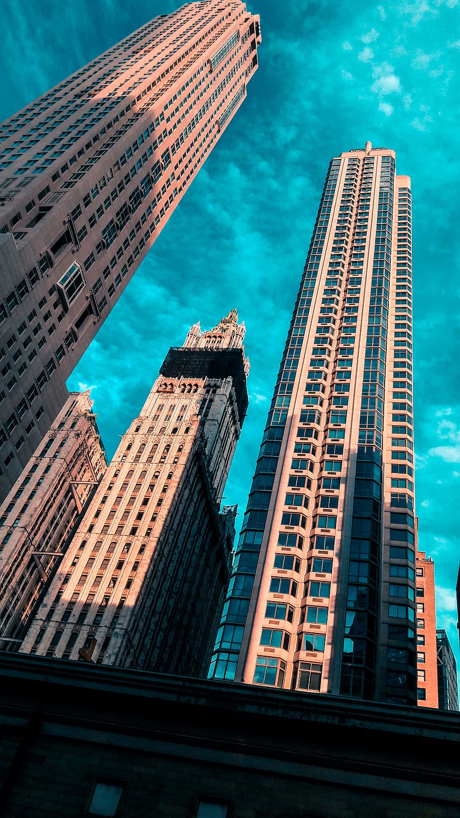 new york, blue sky, city, architecture, building, skyscraper, dramatic, usa, building exterior, built structure
