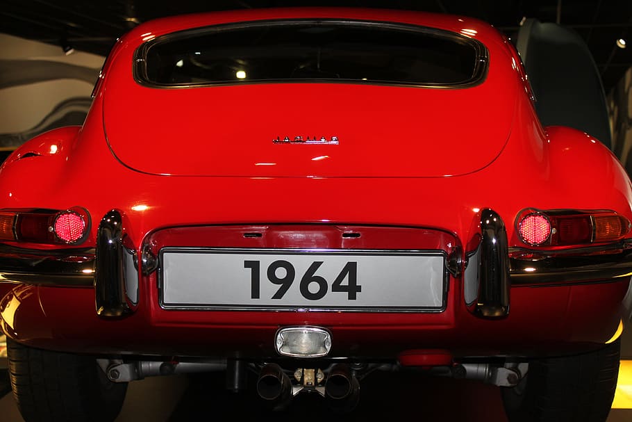 automotive, oldtimer, jaguar, 1964, classic, red, shiny, mode of transportation, transportation, land vehicle